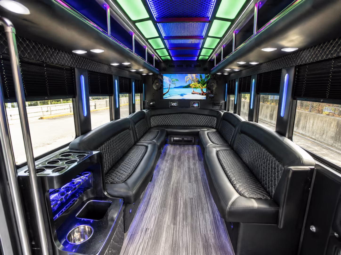 bridgeport 18 passenger party bus inside