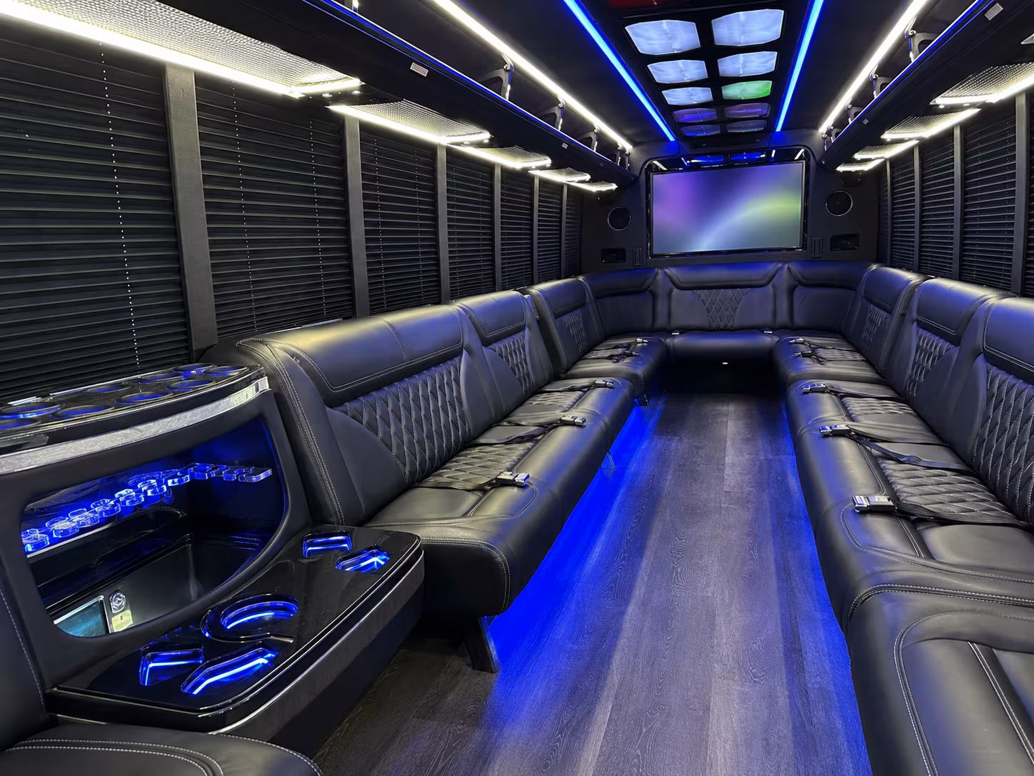 bridgeport 20 passenger party bus inside