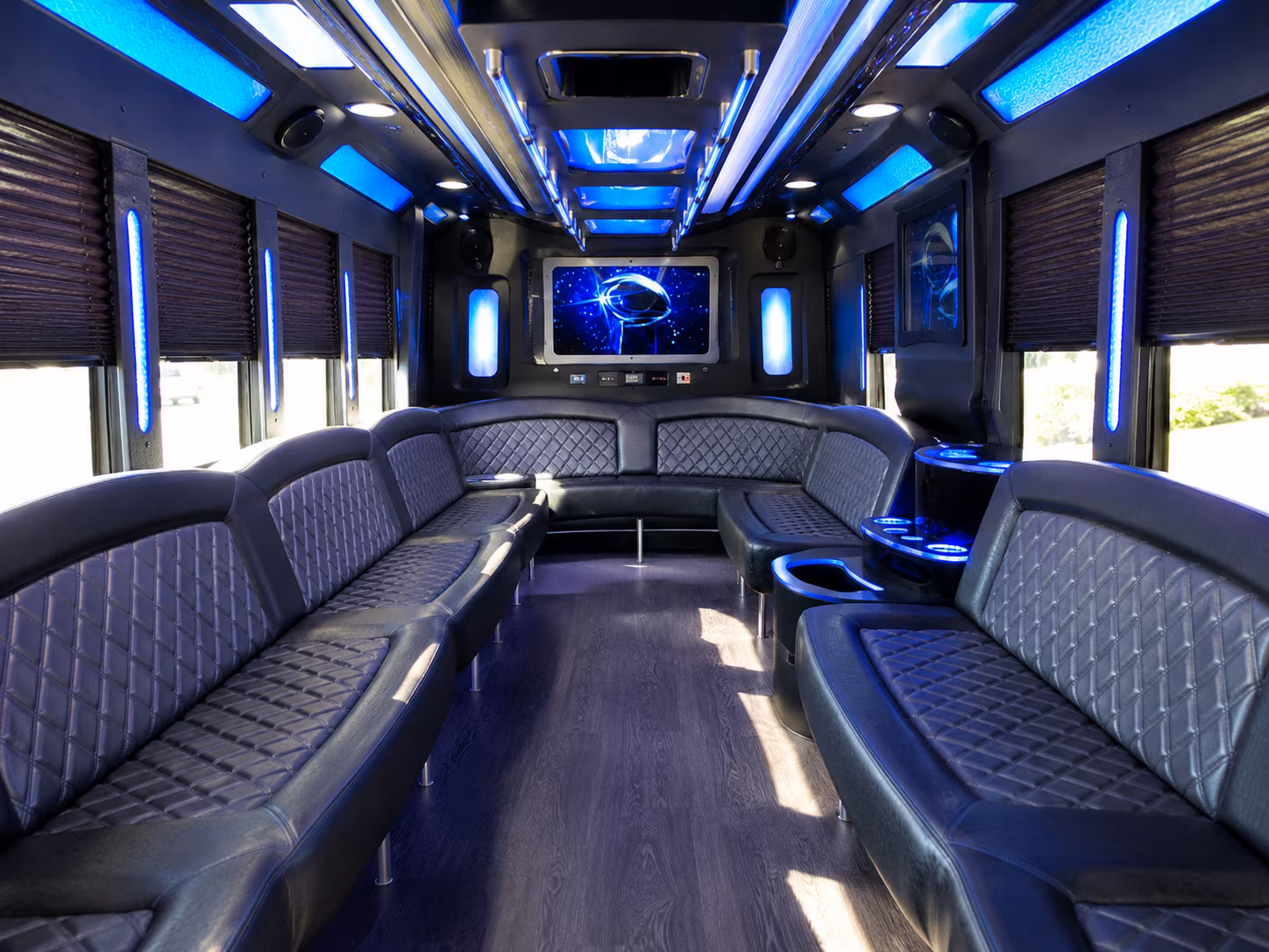 bridgeport 28 passenger party bus inside