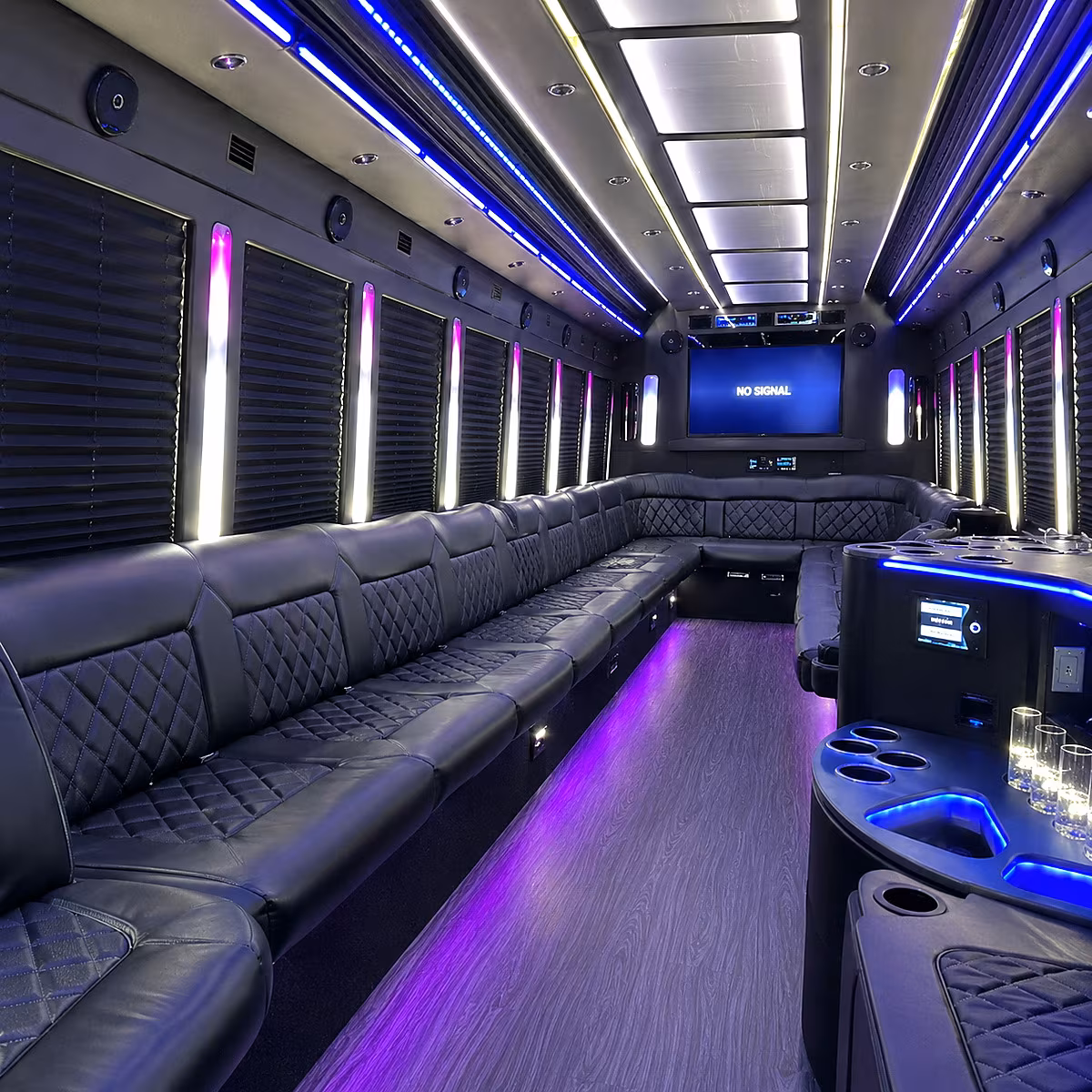 bridgeport 30 passenger party bus inside