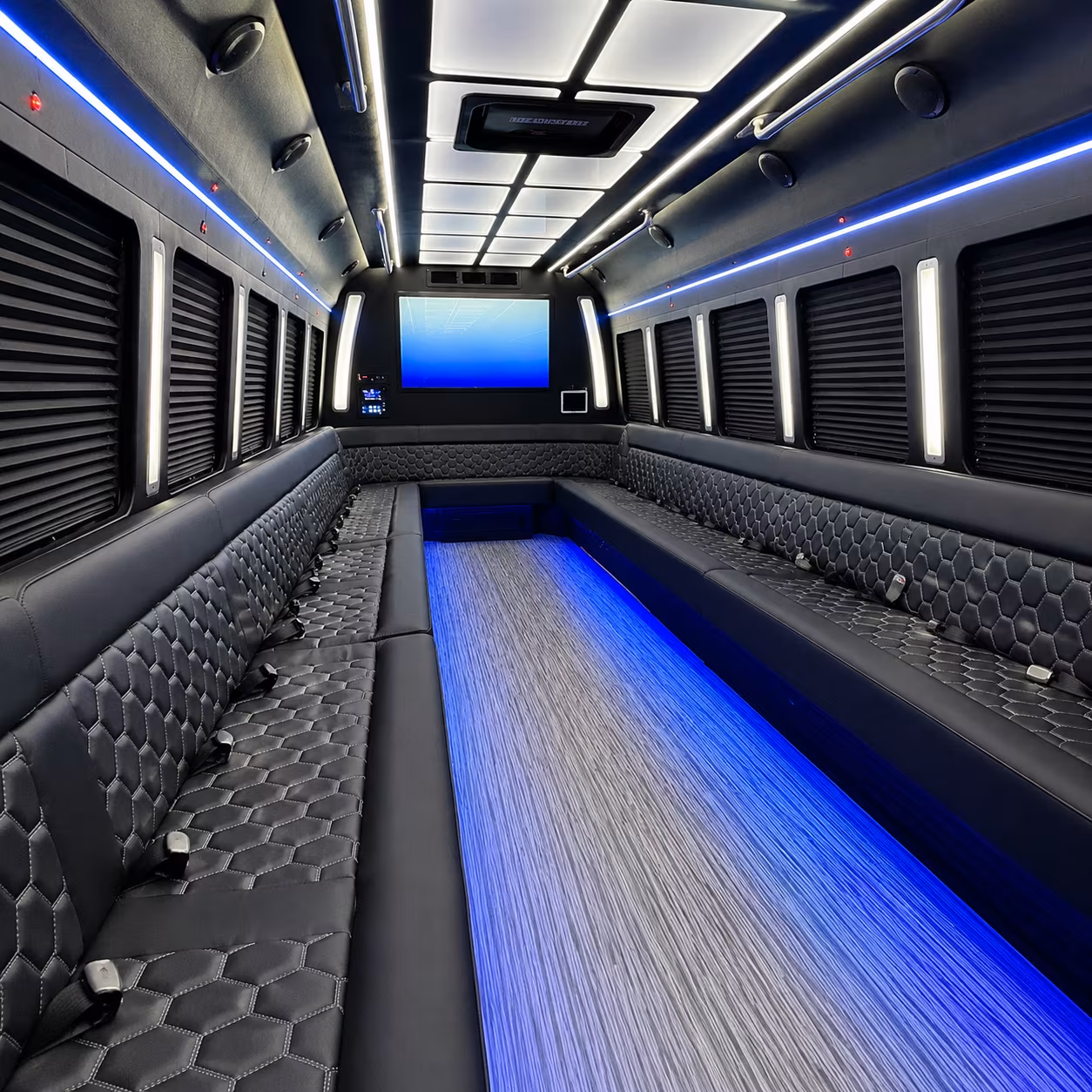 bridgeport 50 passenger party bus inside